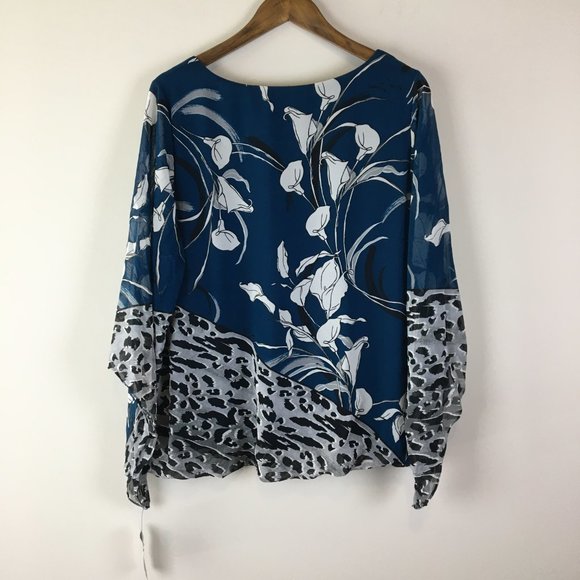 Alfani Angel Sleeve Bubble Hem Floral Blouse Top - Picture 4 of 8